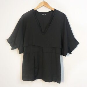 ZARA W/B Collection Layer Black Top